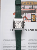 MTO Epsom Leather Strap in Dark Green for Cartier Santos de Cartier - Nomad Watch Works SG