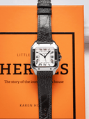 MTO Ostrich Leather Strap in Dark Grey for Cartier Santos de Cartier - Nomad Watch Works SG