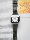 MTO Ostrich Leather Strap in Olive for Cartier Santos de Cartier - Nomad Watch Works SG