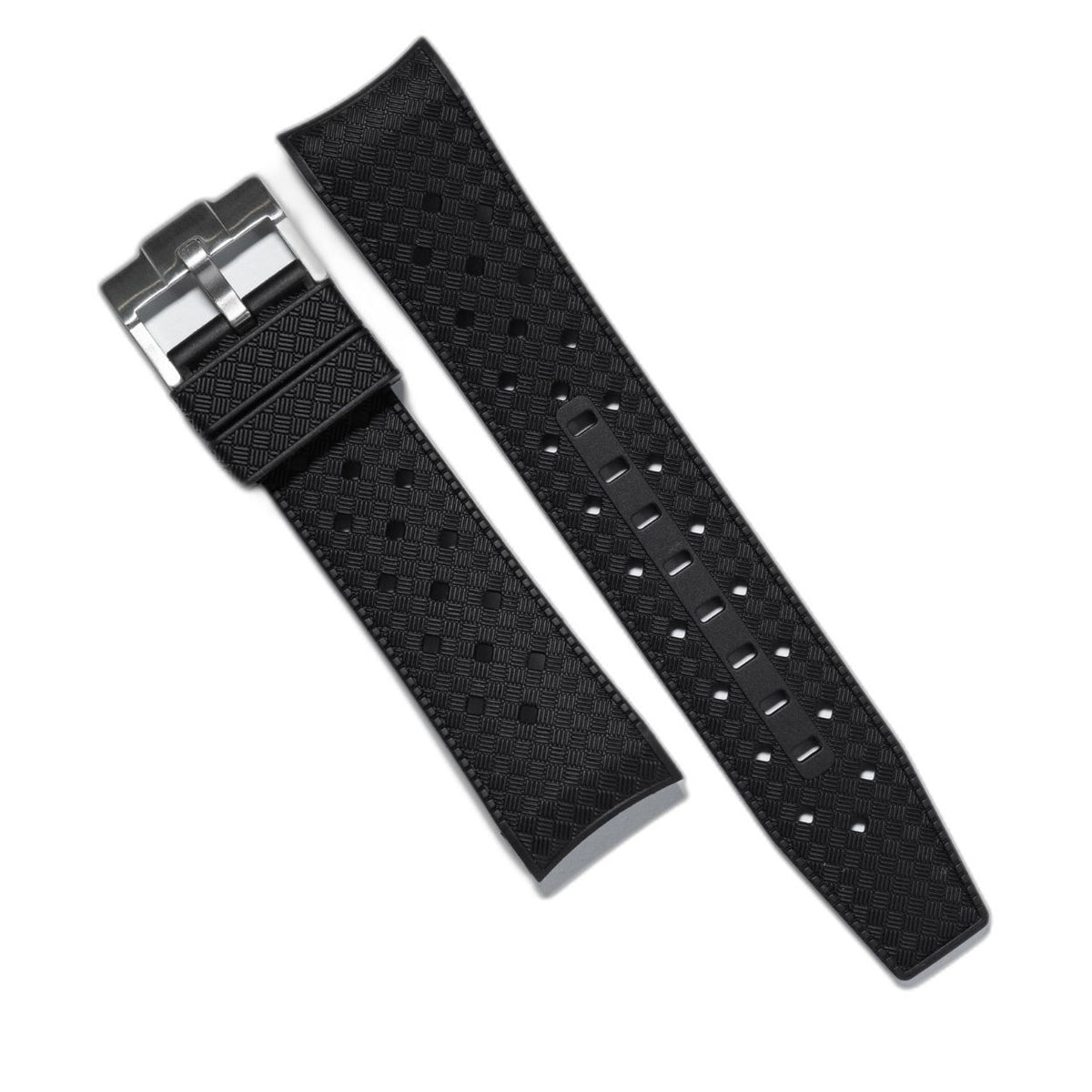 Tropic Curved End Rubber Strap for Blancpain x Swatch Scuba Fifty Fathoms in Black - Nomad Watch Works SG