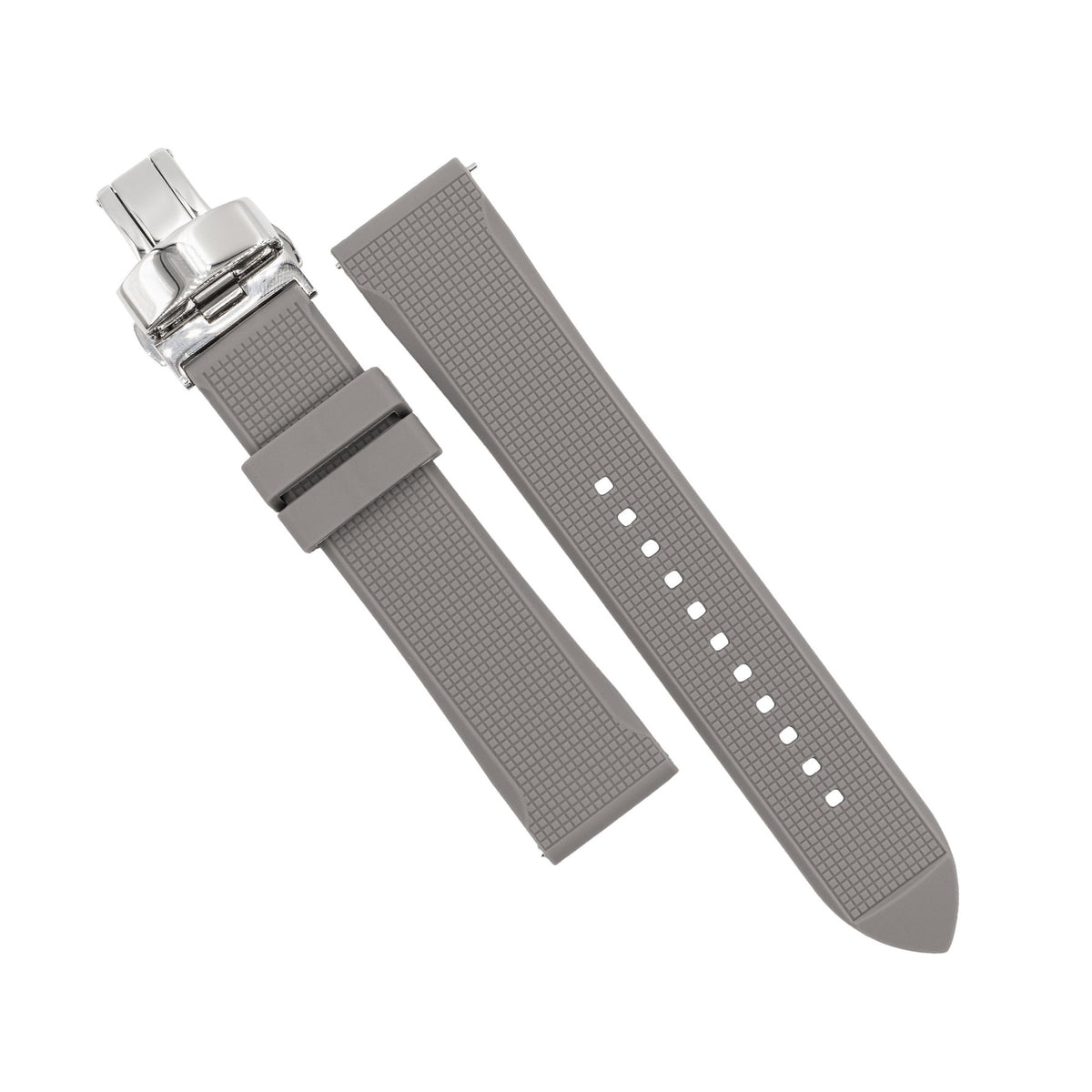 Silicone Rubber Strap w/ Butterfly Clasp in Grey (18mm) - Nomad Watch Works SG