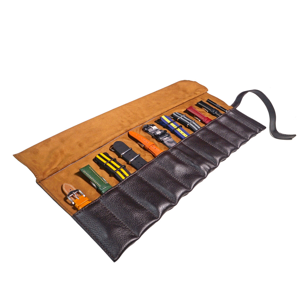 Leather Strap Roll in Brown (10 Slots) Nomad Watch Works SG