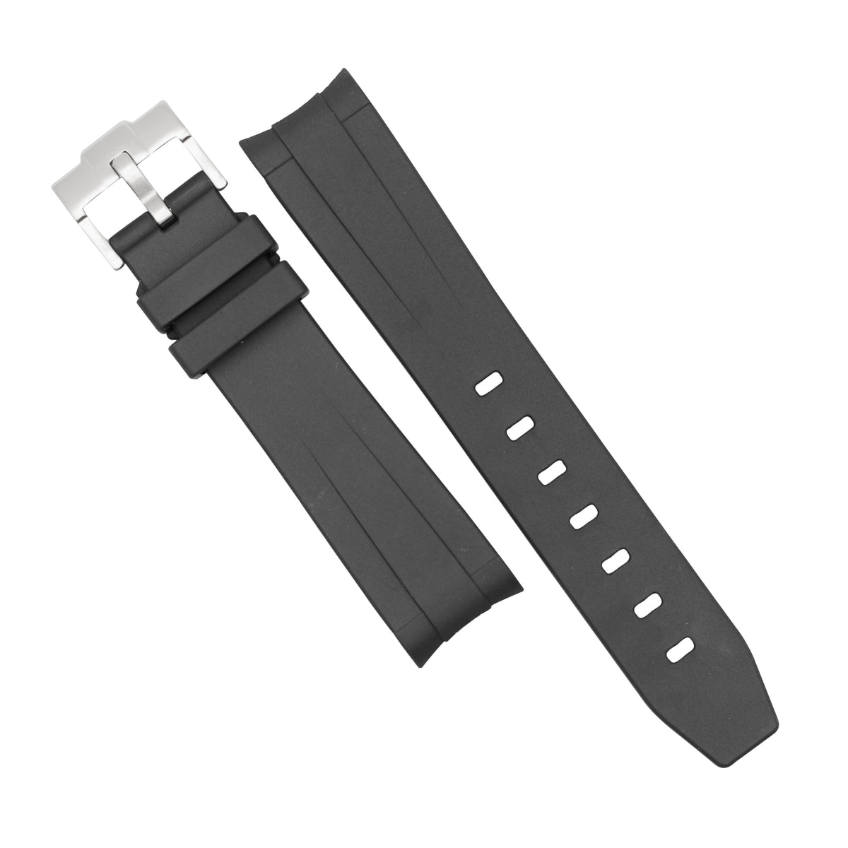 Curved End Rubber Strap for Omega x Swatch Moonswatch in Black (20mm) - Nomad Watch Works SG