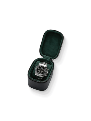 Heritage Leather Travel Case in Black/Green (1 Watch)