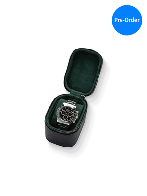 Heritage Leather Travel Case in Black/Green (1 Watch) - Pre-Order