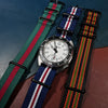 Premium Nato Strap in Navy White Red (Crest) - Nomad Watch Works SG