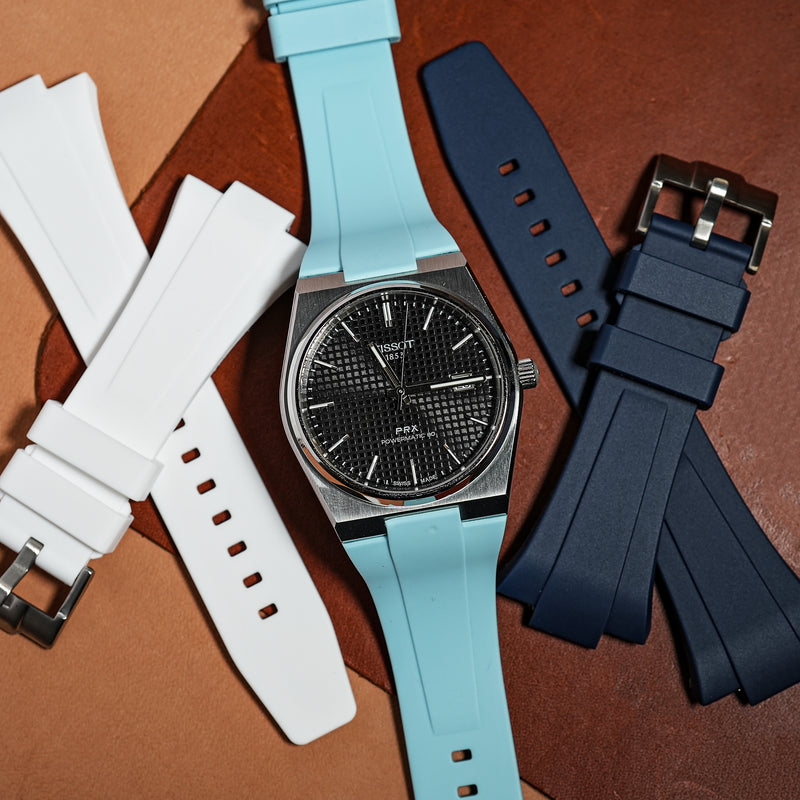Flex Rubber Strap in Ice Blue for Tissot PRX - Nomad Watch Works SG