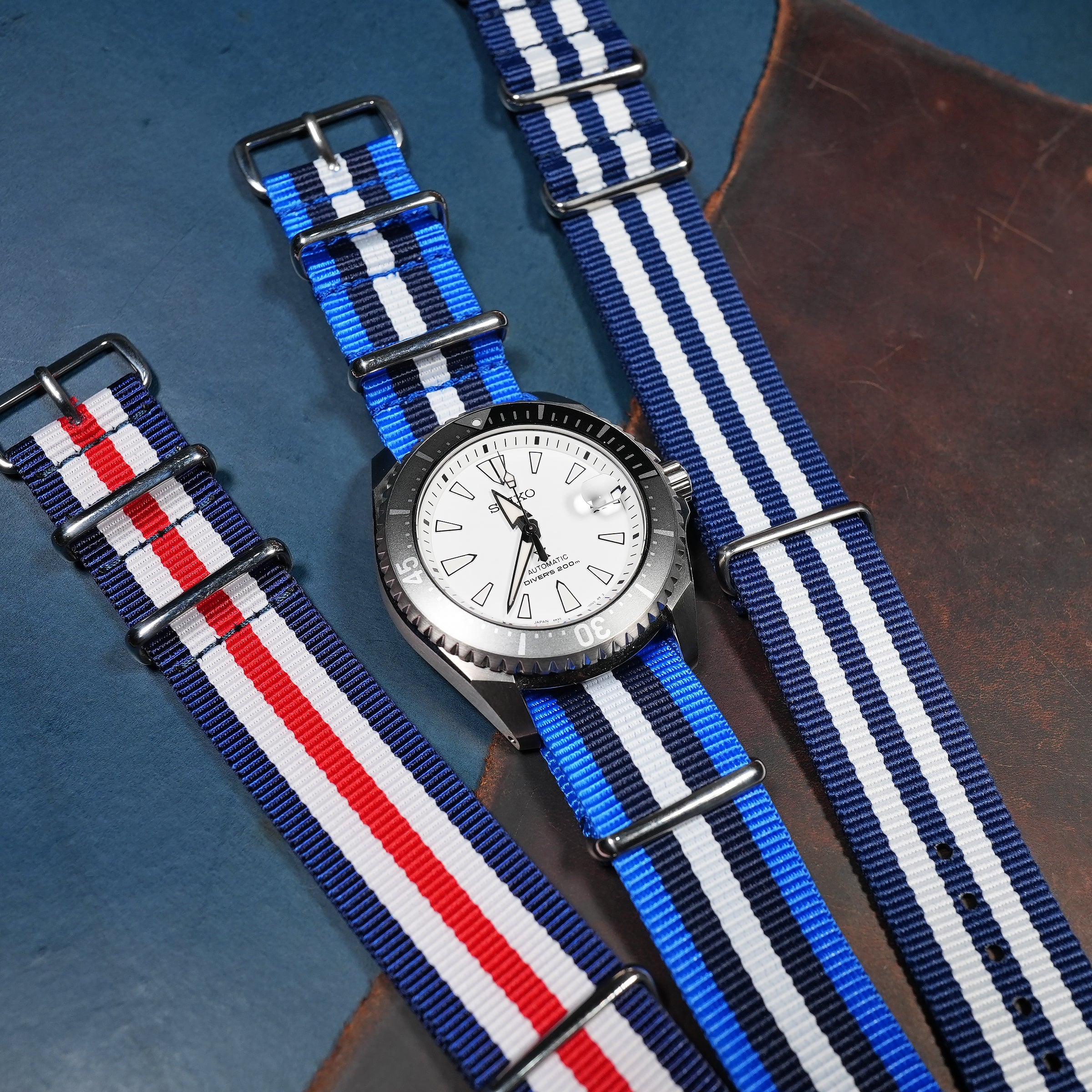 Nato strap hot sale blue white