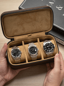 Heritage Leather Travel Case in Brown/Tan (3 Watch) - PREORDER