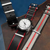 Seat Belt Nato Strap in Black with Red Accent - Nomad Watch Works SG