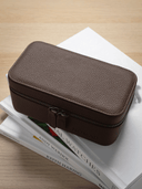 Heritage Leather Travel Case in Brown/Navy (3 Watch) - PREORDER