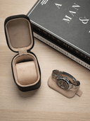 Heritage Leather Travel Case in Black/Sand (1 Watch)