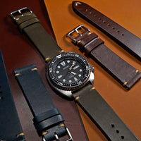 N2W Vintage Horween Leather Strap in Chromexcel® Olive (18mm) - Nomad Watch Works SG