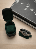 Heritage Leather Travel Case in Black/Green (1 Watch)