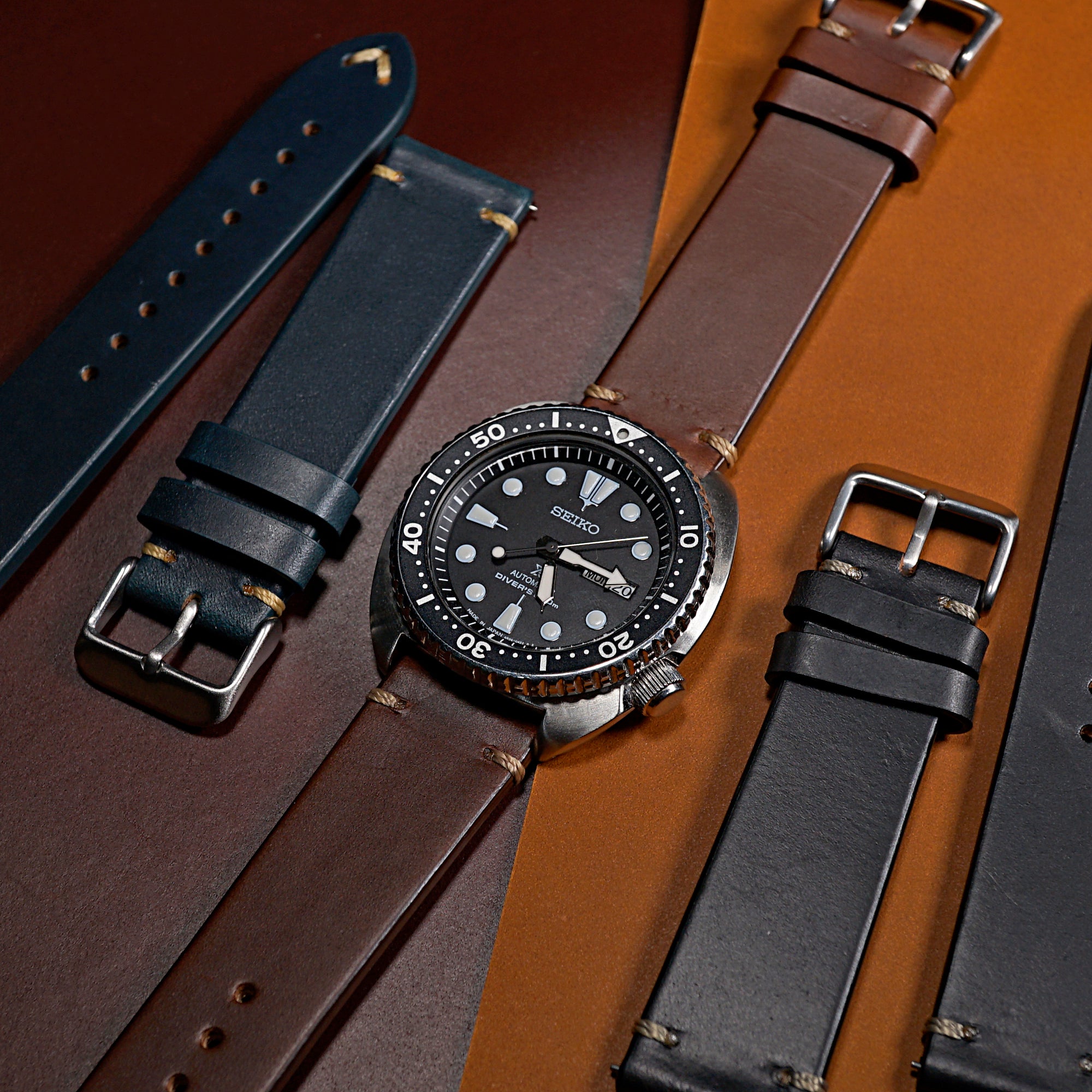 Seiko 18mm hotsell leather strap