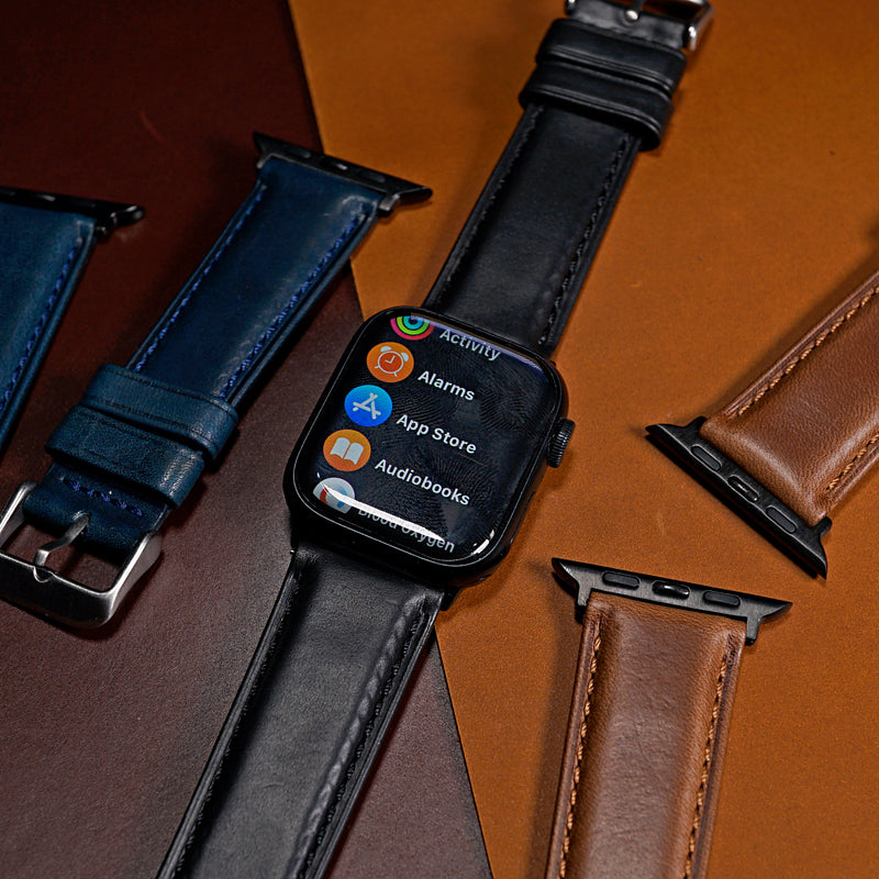 N2W Classic Horween Leather Strap in Chromexcel® Black (38, 40, 41mm) - Nomad Watch Works SG