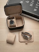 Heritage Leather Travel Case in Black/Sand (2 Watch)