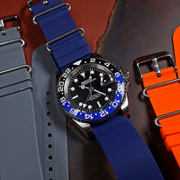Rubber Nato Strap in Navy with Silver Buckle (18mm) - Nomad Watch Works SG
