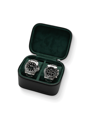 Heritage Leather Travel Case in Black/Green (2 Watch)