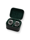Heritage Leather Travel Case in Black/Green (2 Watch)