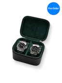 Heritage Leather Travel Case in Black/Green (2 Watch) - Pre-Order