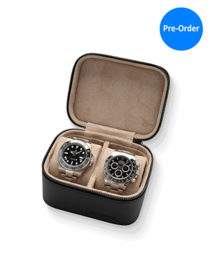 Heritage Leather Travel Case in Black/Sand (2 Watch) - Pre-Order