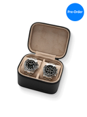 Heritage Leather Travel Case in Black/Sand (2 Watch) - Pre-Order