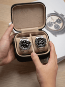 Heritage Leather Travel Case in Black/Sand (2 Watch) - Pre-Order