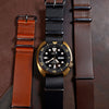 Premium Leather Nato Strap in Black with Silver Buckle (18mm) - Nomad Watch Works SG