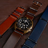 Premium Leather Nato Strap in Brown with Silver Buckle (18mm) - Nomad Watch Works SG