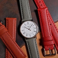 Premium Saffiano Leather Strap in Grey (18mm) - Nomad Watch Works SG