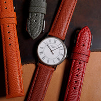 Premium Saffiano Leather Strap in Brown (18mm) - Nomad Watch Works SG