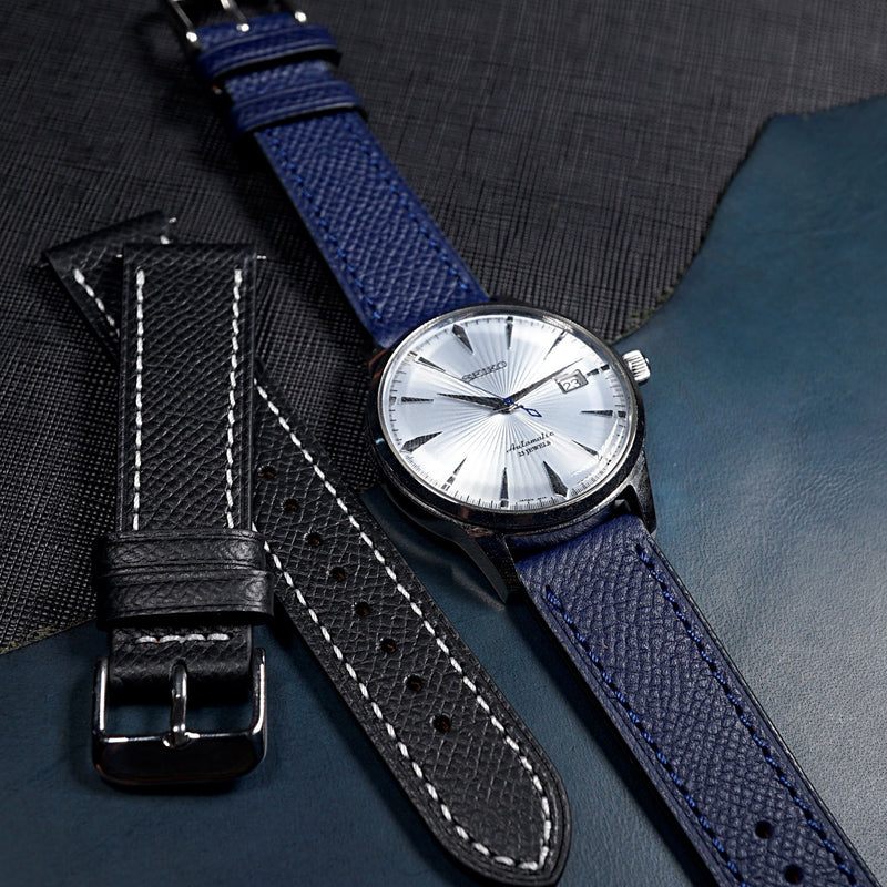 Emery Dress Epsom Leather Strap in Navy (19mm) - Nomad Watch Works SG