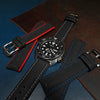 Performax N1 Hybrid Strap in Black with White stitching - Nomad Watch Works SG
