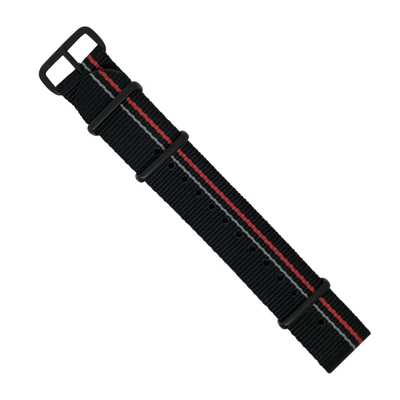 Premium Nato Strap in Black w/ Race Stripes - Nomad Watch Works SG