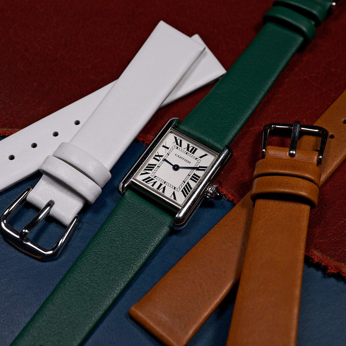 Unstitched Smooth Leather Watch Strap in Green - Nomad Watch Works SG