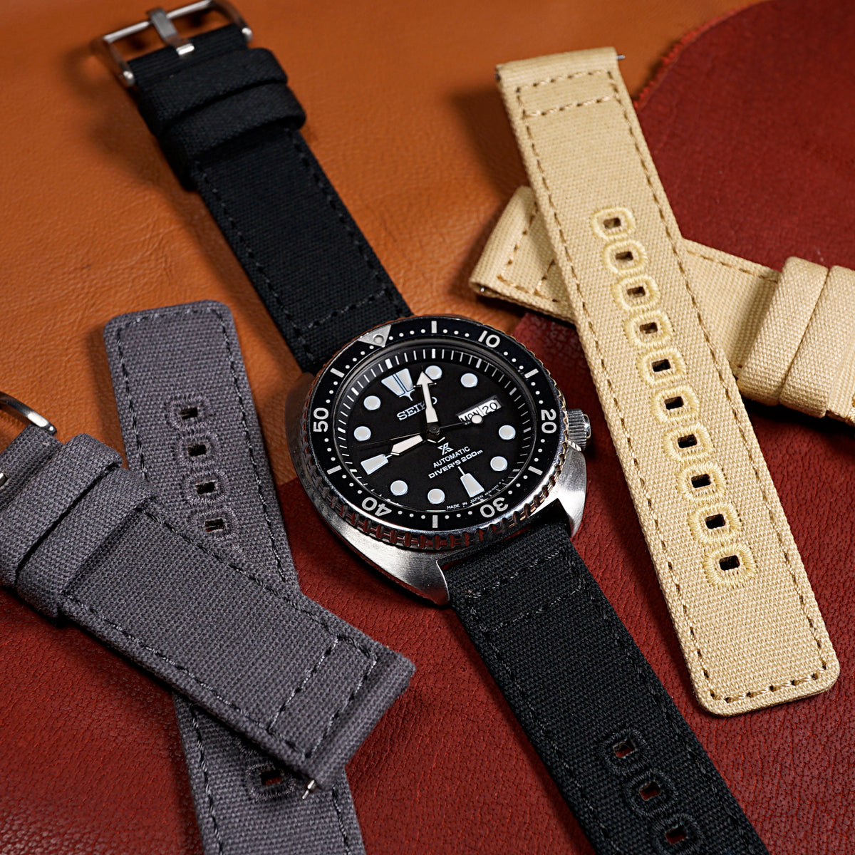 20mm, 22mm Black Quick Release Canvas Watch Strap