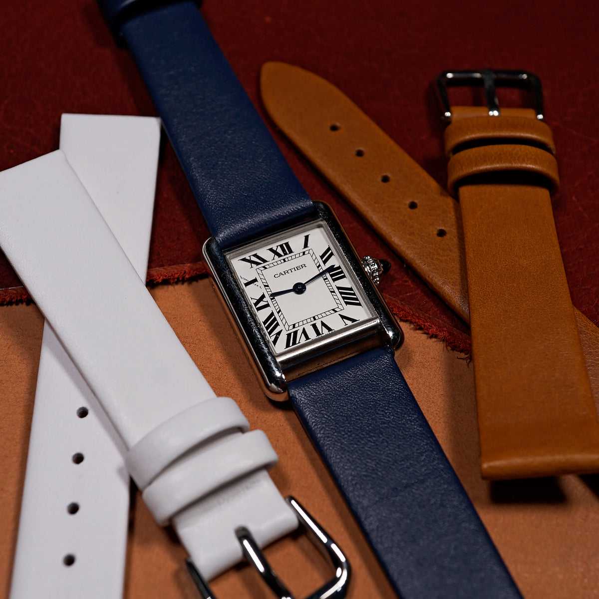 Unstitched Smooth Leather Watch Strap in Navy - Nomad Watch Works SG