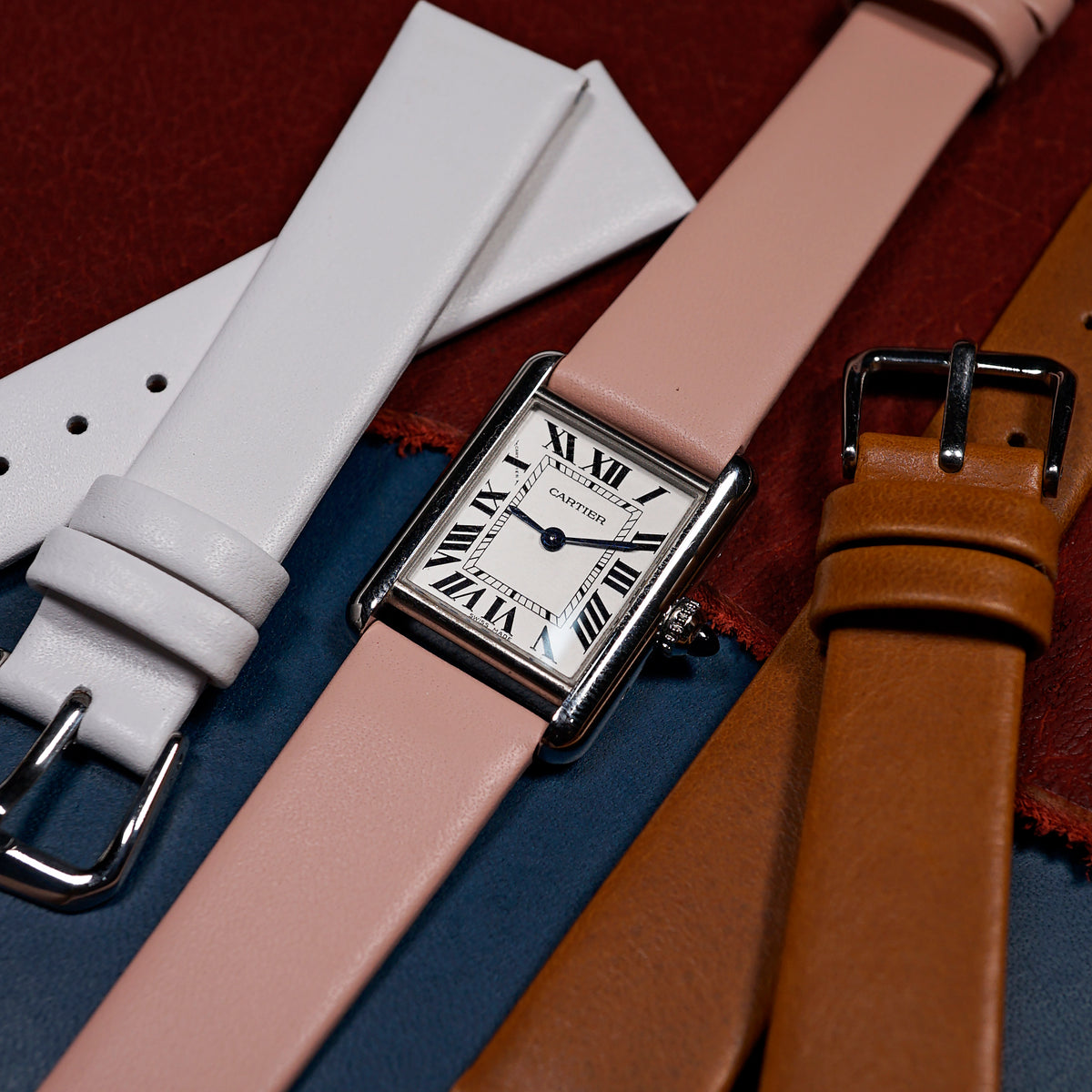 Unstitched Smooth Leather Watch Strap in Pink - Nomad Watch Works SG