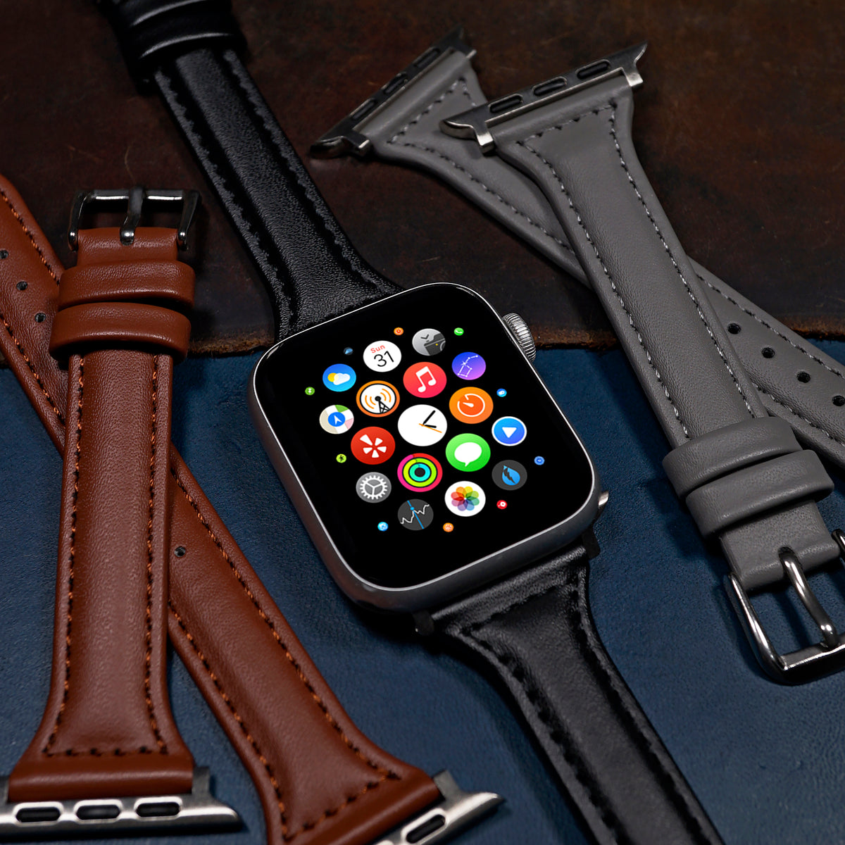 Slim Leather Strap in Black (Apple Watch) - Nomad Watch Works SG