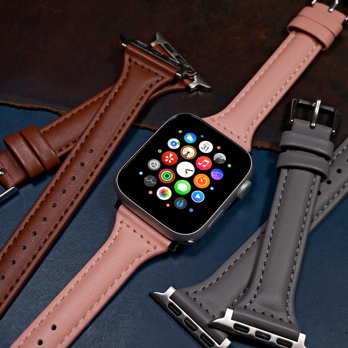 Slim Leather Strap in Pink (Apple Watch) - Nomad Watch Works SG