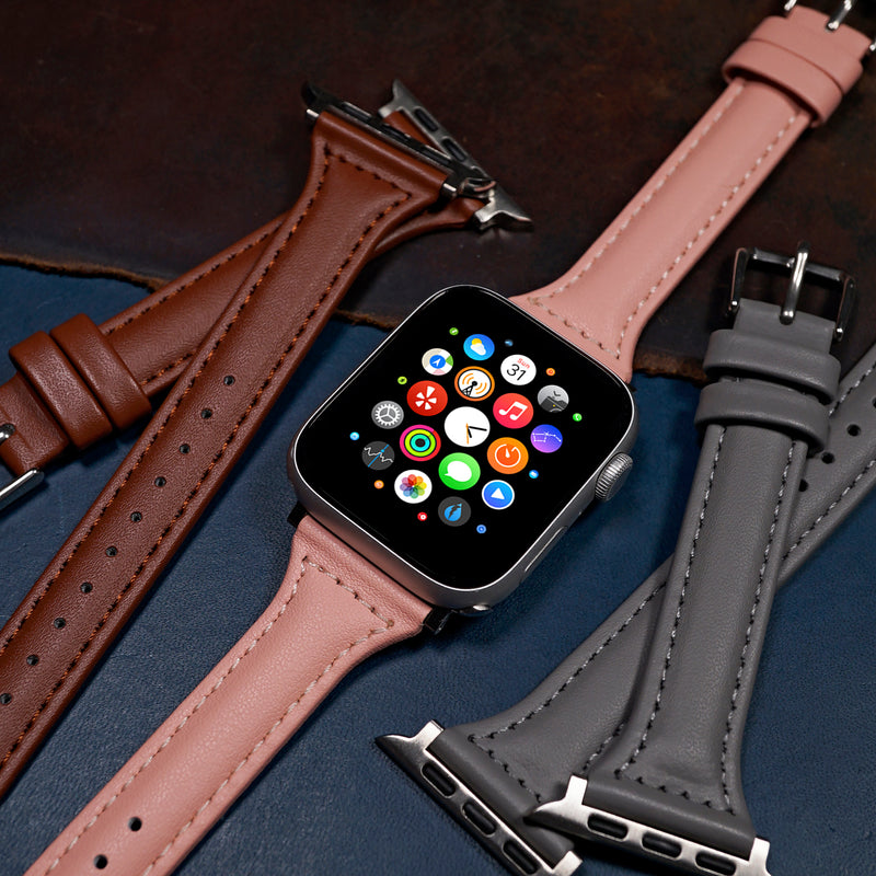 Slim Leather Strap in Pink (Apple Watch) - Nomad Watch Works SG
