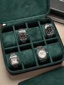 Heritage Leather Travel Case in Black/Green (8 Watch) - PREORDER