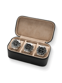 Heritage Leather Travel Case in Black/Sand (3 Watch)