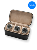 Heritage Leather Travel Case in Black/Sand (3 Watch) - Pre-Order