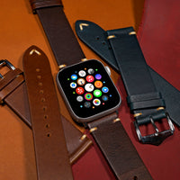 Premium Vintage Oil Waxed Leather Strap in Brown (Apple Watch) - Nomad Watch Works SG