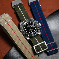 Marine Nationale Strap in Olive White - Nomad Watch Works SG