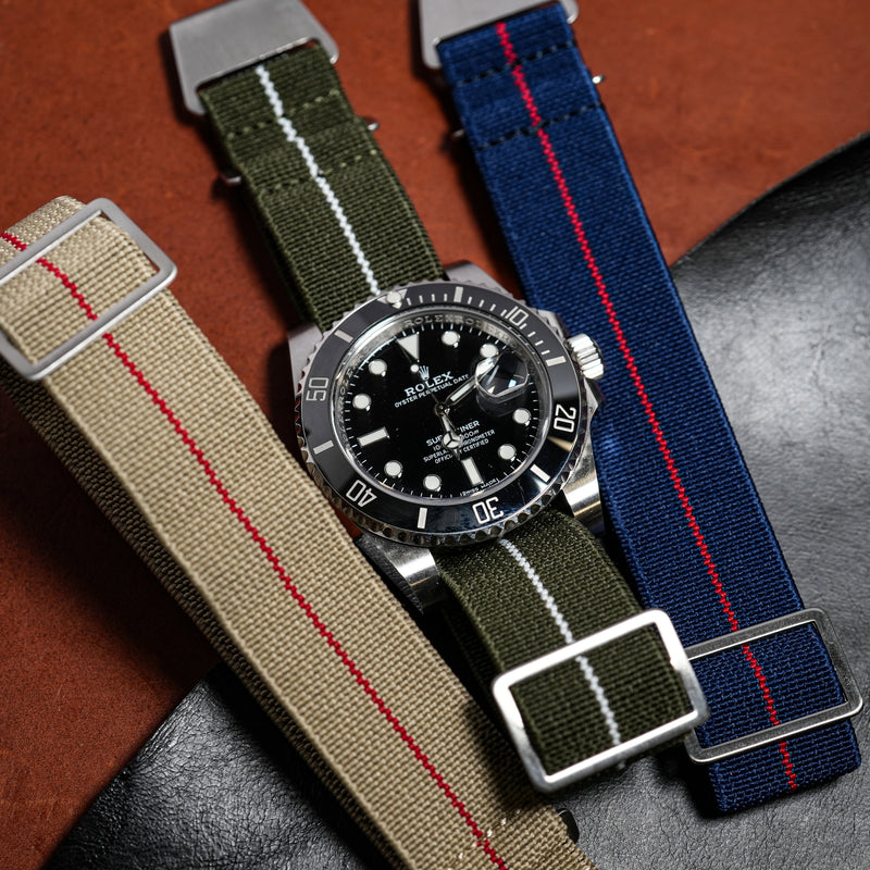 Marine Nationale Strap in Olive White - Nomad Watch Works SG