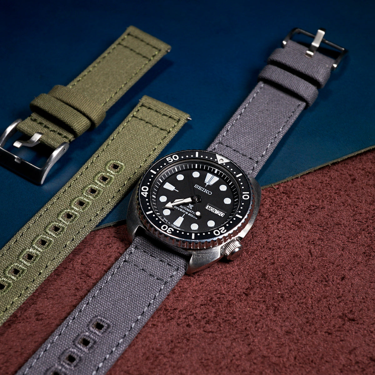 Quick Release Canvas Watch Strap in Grey (20mm) - Nomad Watch Works SG
