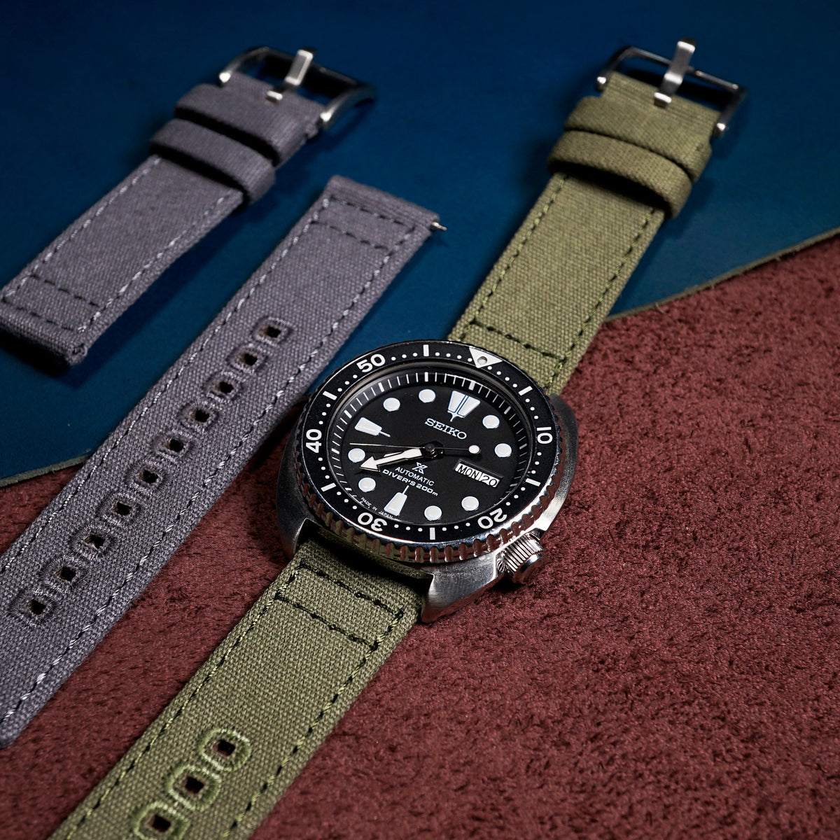 Quick Release Canvas Watch Strap in Olive (20mm) - Nomad Watch Works SG